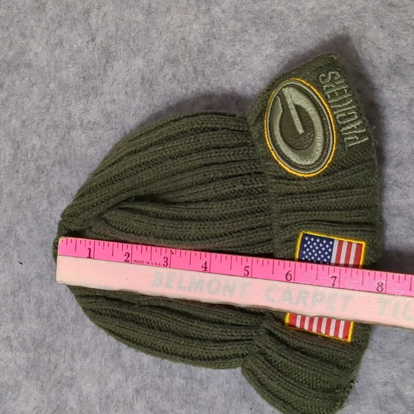 NFL ARMY GREEN Packers lined winter Youth beanie USA Flag New Era - Picture 8 of 8